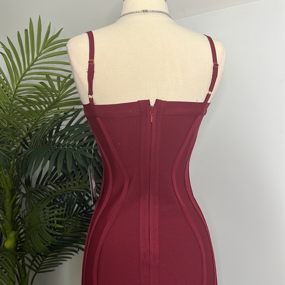 Maroon Formal Bandage Dress - Picture 5 of 6